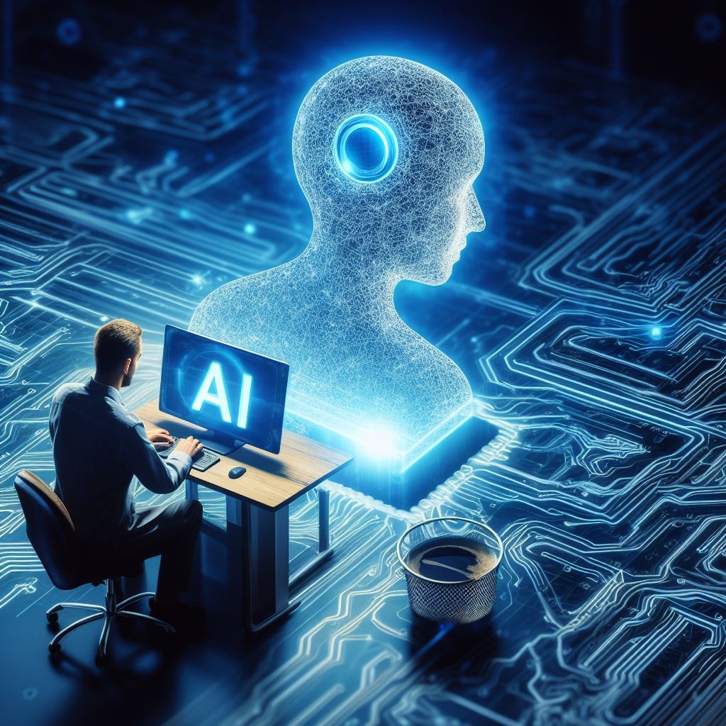 Human and AI working together collaboratively