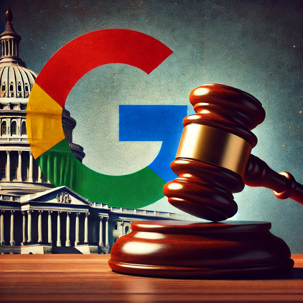Google logo and a gavel